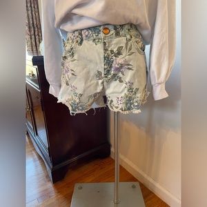 Tinsel Floral Distressed Jean Shorts